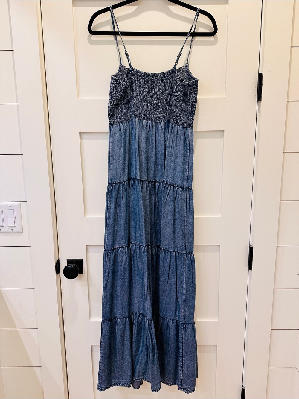 Z Supply Balos Chambray Smocked Maxi Dress - Light Blue - Picture 2 of 3